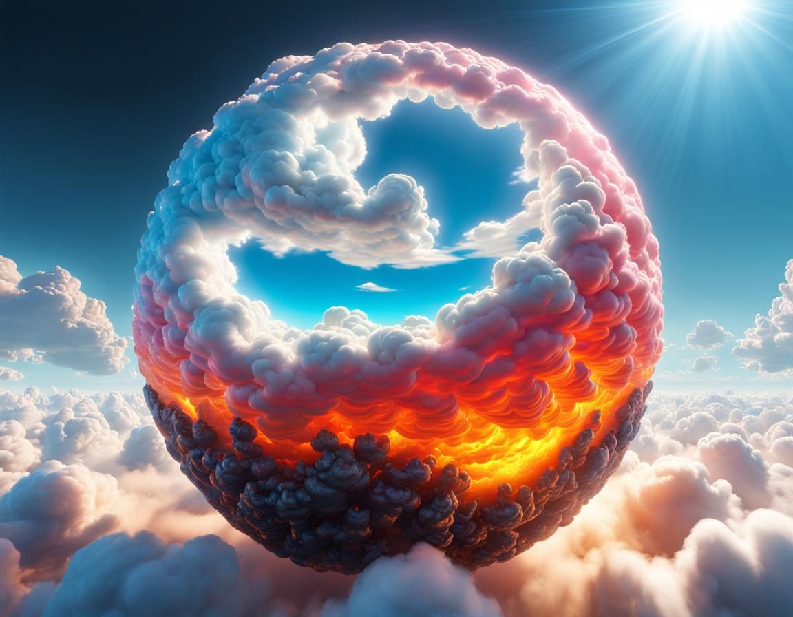 Heaven and Hell Cloud Sphere, Digital Illustration