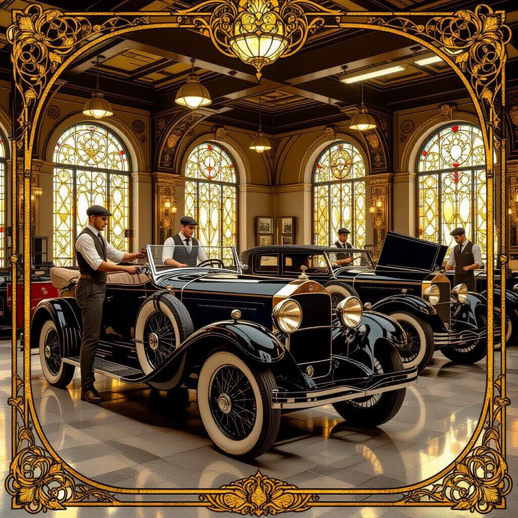 1920s Car Garage in Art Nouveau Style