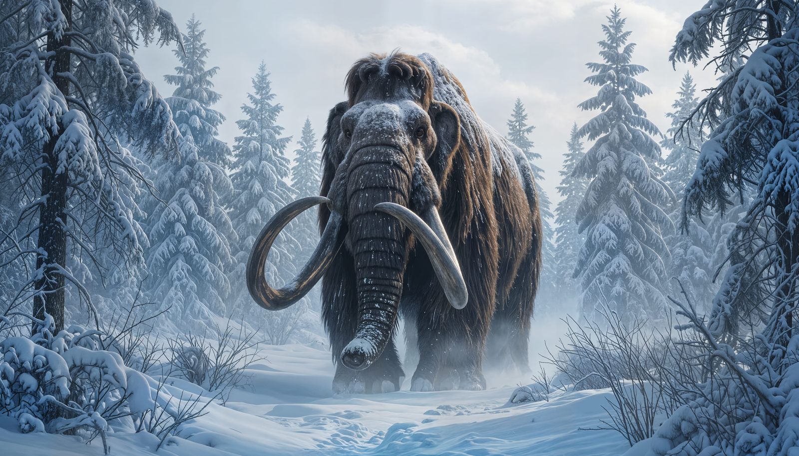 Majestic Woolly Mammoth in Prehistoric Forest