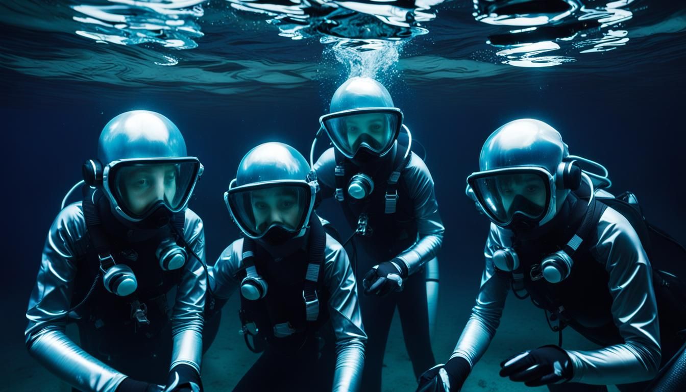 Girls in Futuristic Scuba Gear Underwater