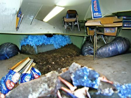 Crawlspace with Blue Berber Carpet