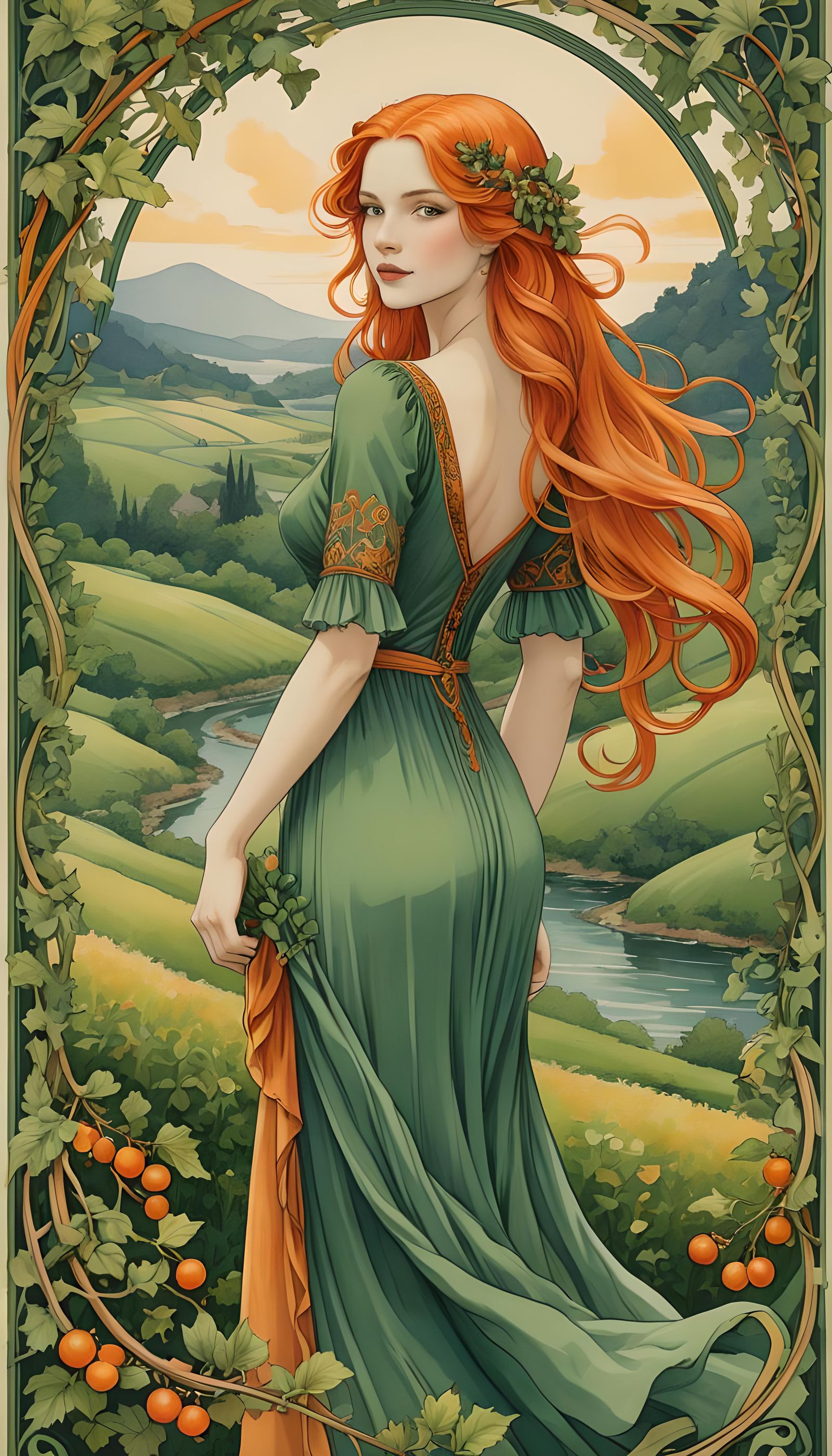 Art Nouveau Poster of Woman with Flowing Hair