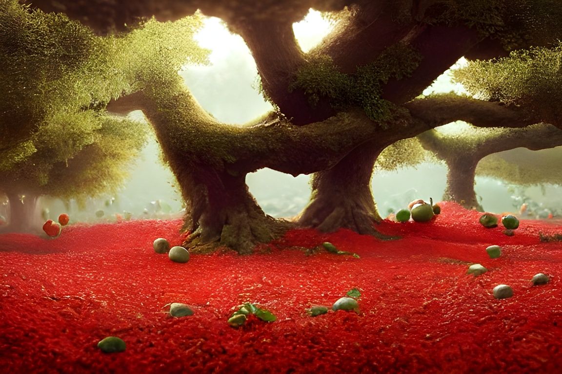 Tomato Tree in Hyperdetailed Digital Painting