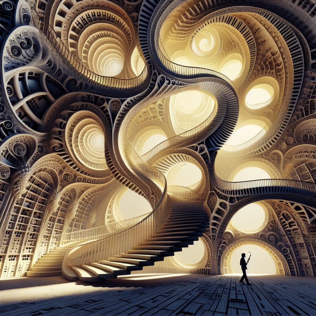 Escher-Gaudí Inspired Labyrinth of Piano Keys