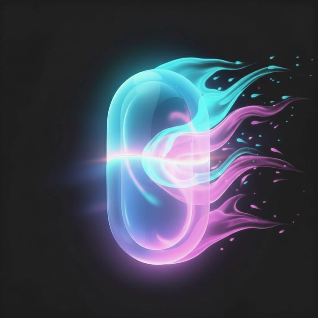 Abstract Glowing Oval Light Shape in Neon Hues