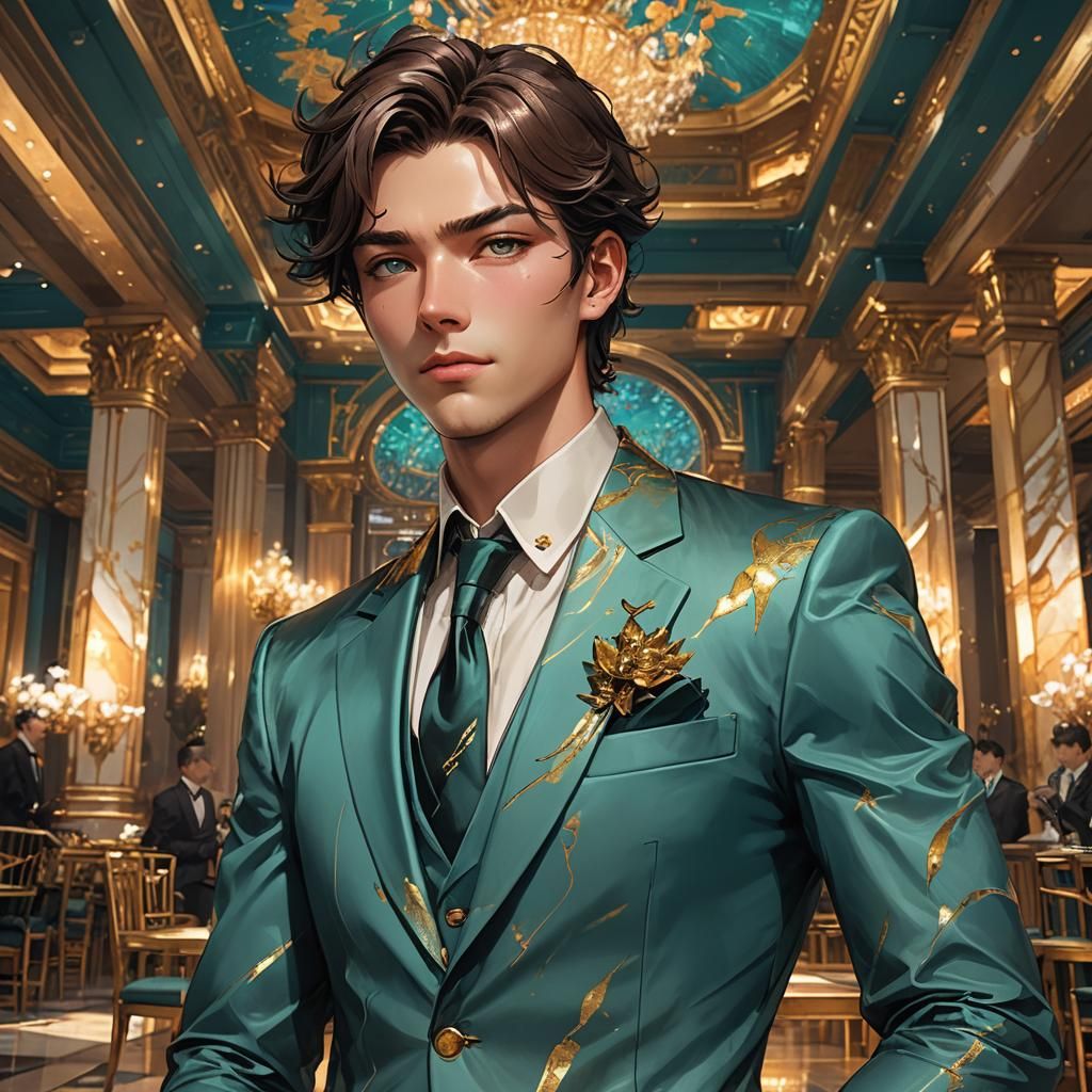 Young Man in Teal Suit, Film Noir Aesthetic