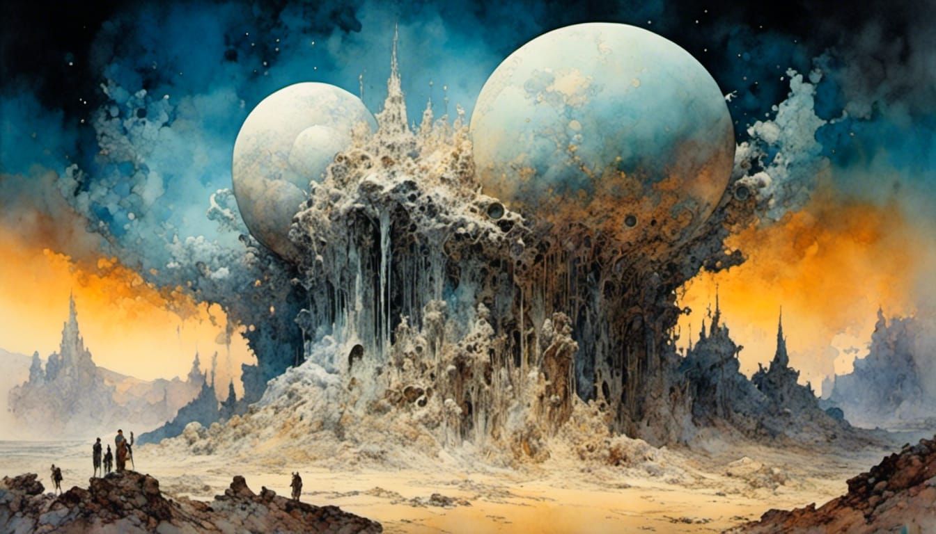 Surreal Cosmic Brush Stroke Painting in Watercolor Style