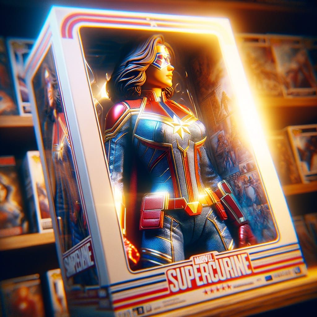 Hyper-Realistic Action Figure Box Art in Retro-Futuristic St...