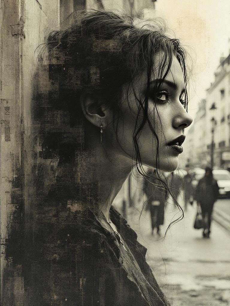 Contemplative Figure Study in Mixed Media Style