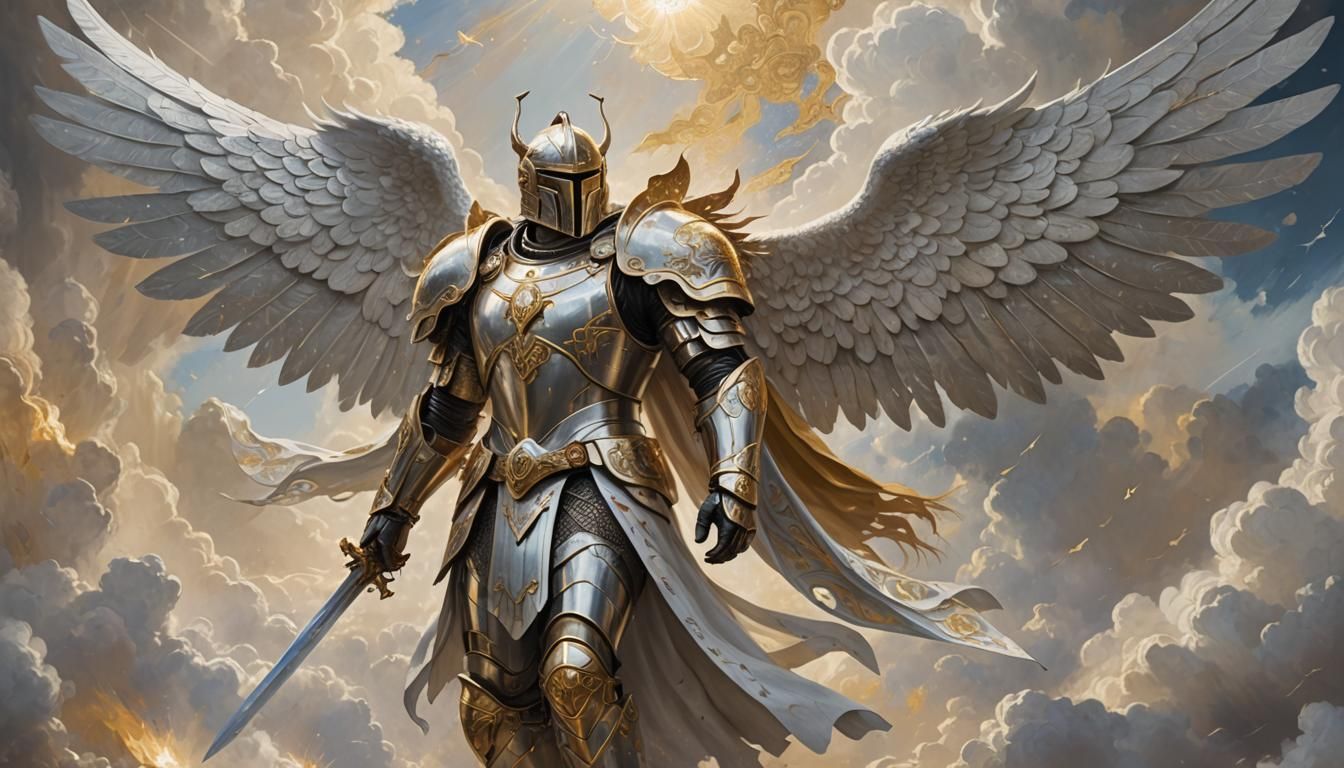 Heroic Winged Paladin in Ethereal Dreamscape