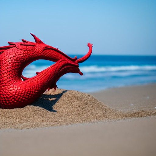 Red Dragon Asleep on a Sunny Beach