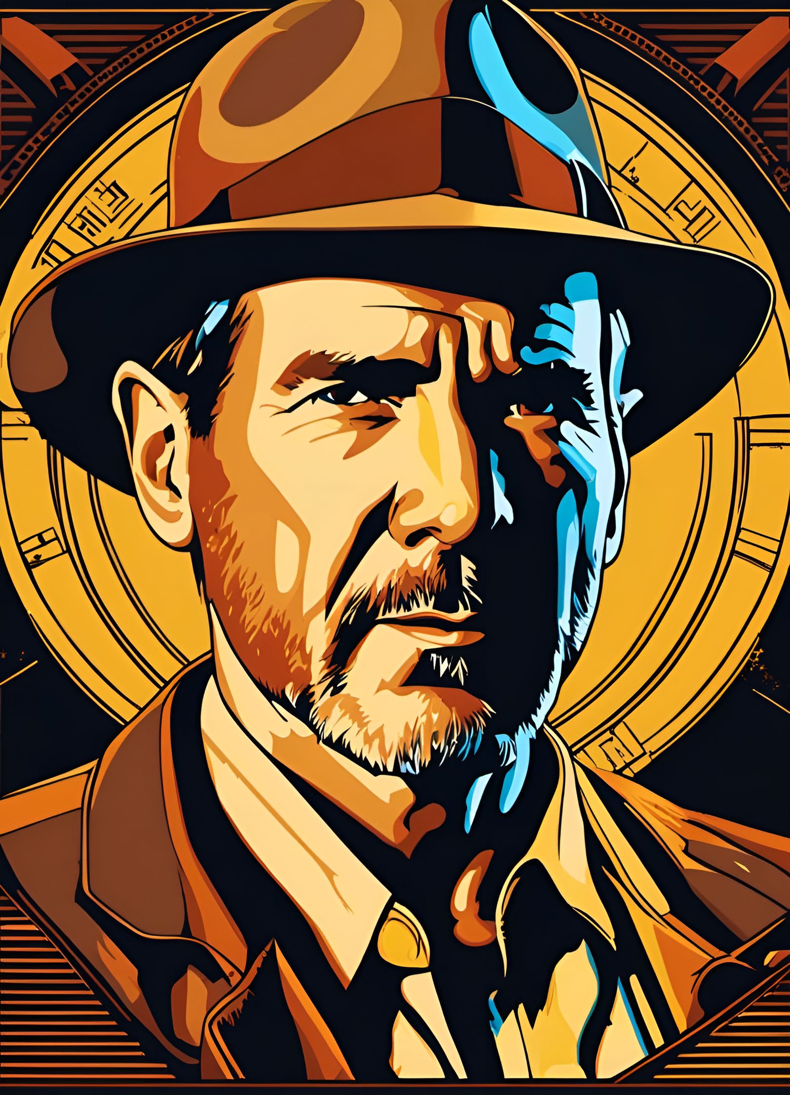 Indiana Jones Portrait in Pop Art Style