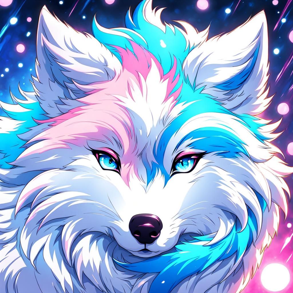 Anime Style Furry Wolf with Colorful Fur
