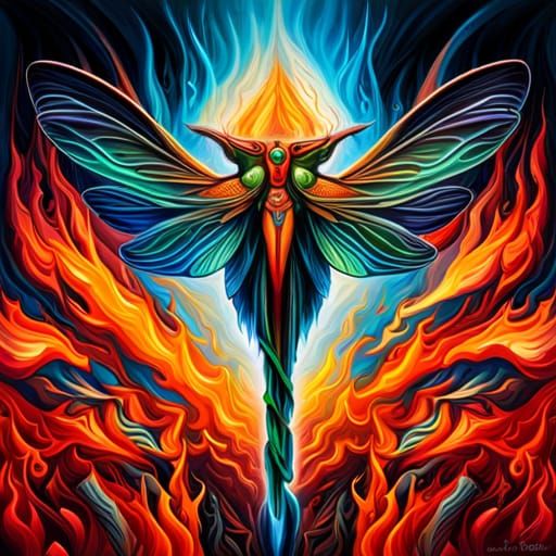 Celtic Dragonfly in Digital Painting Style