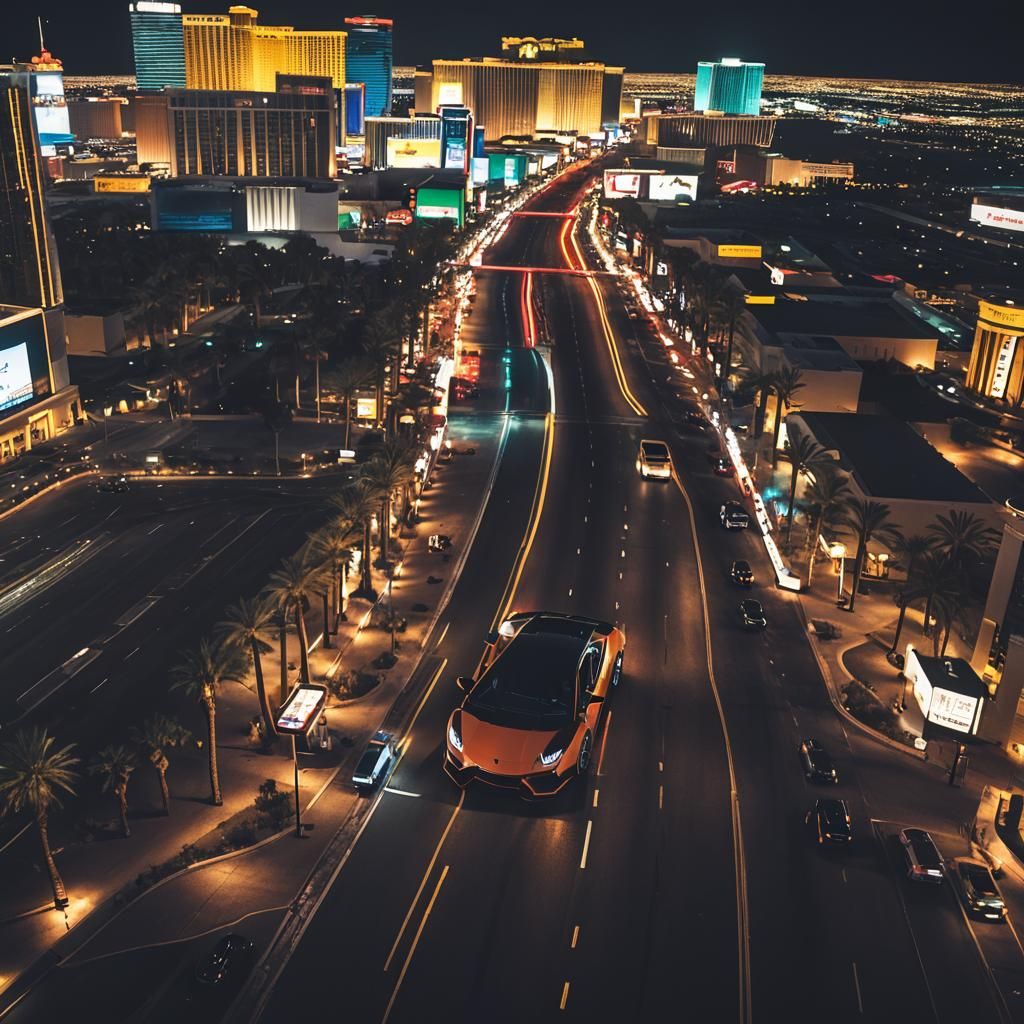 Lamborghini in Las Vegas at Night in 3D
