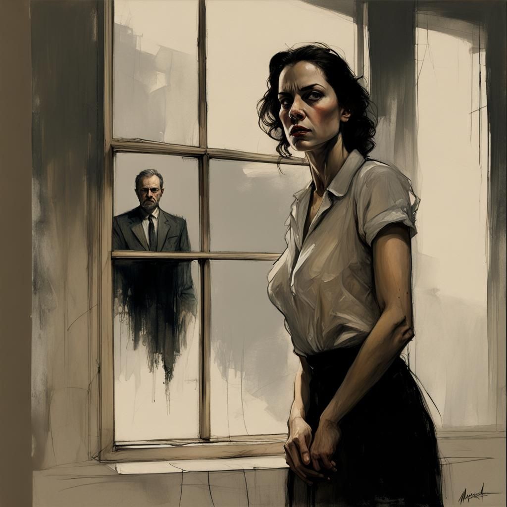 Elegant Woman and Man in Sketch Art Style