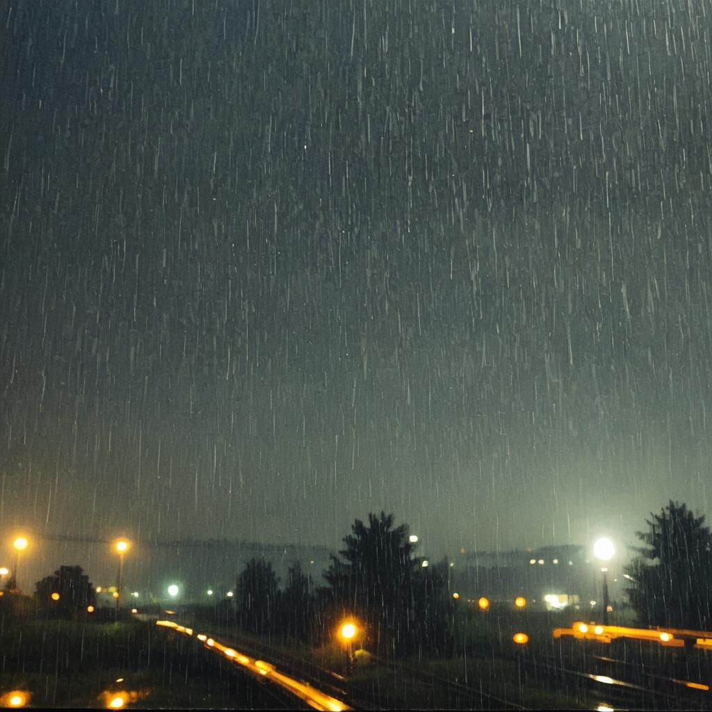 Night Train Window View in Abstract Style