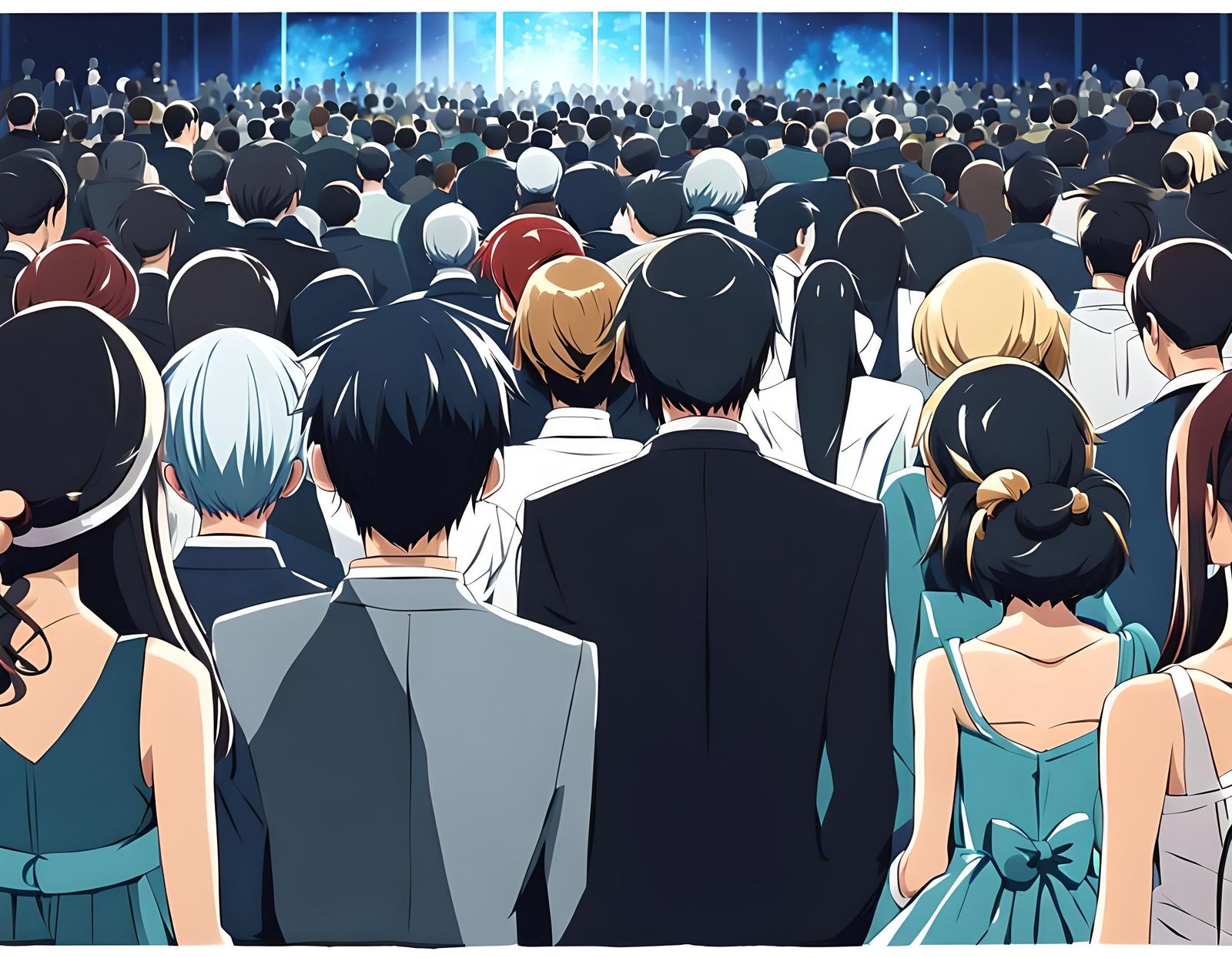 Anime Crowd Watching Formal Event