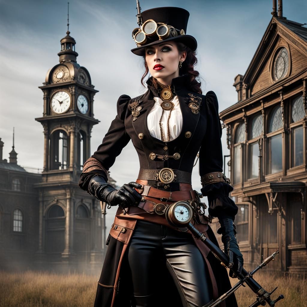 Steampunk Victorian Vampire Hunter with Crossbow