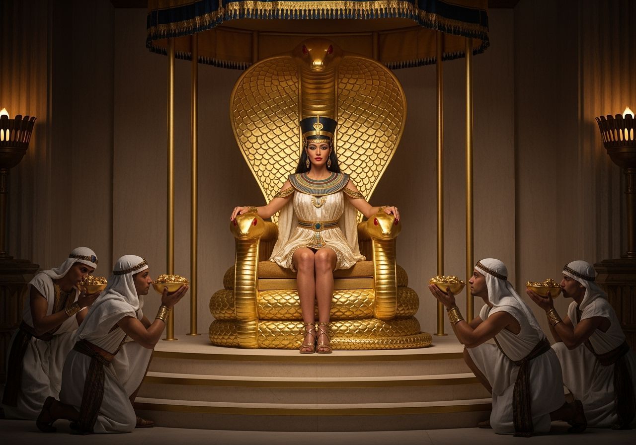 Egyptian Queen on Gold Cobra Throne, Professional Photograph...