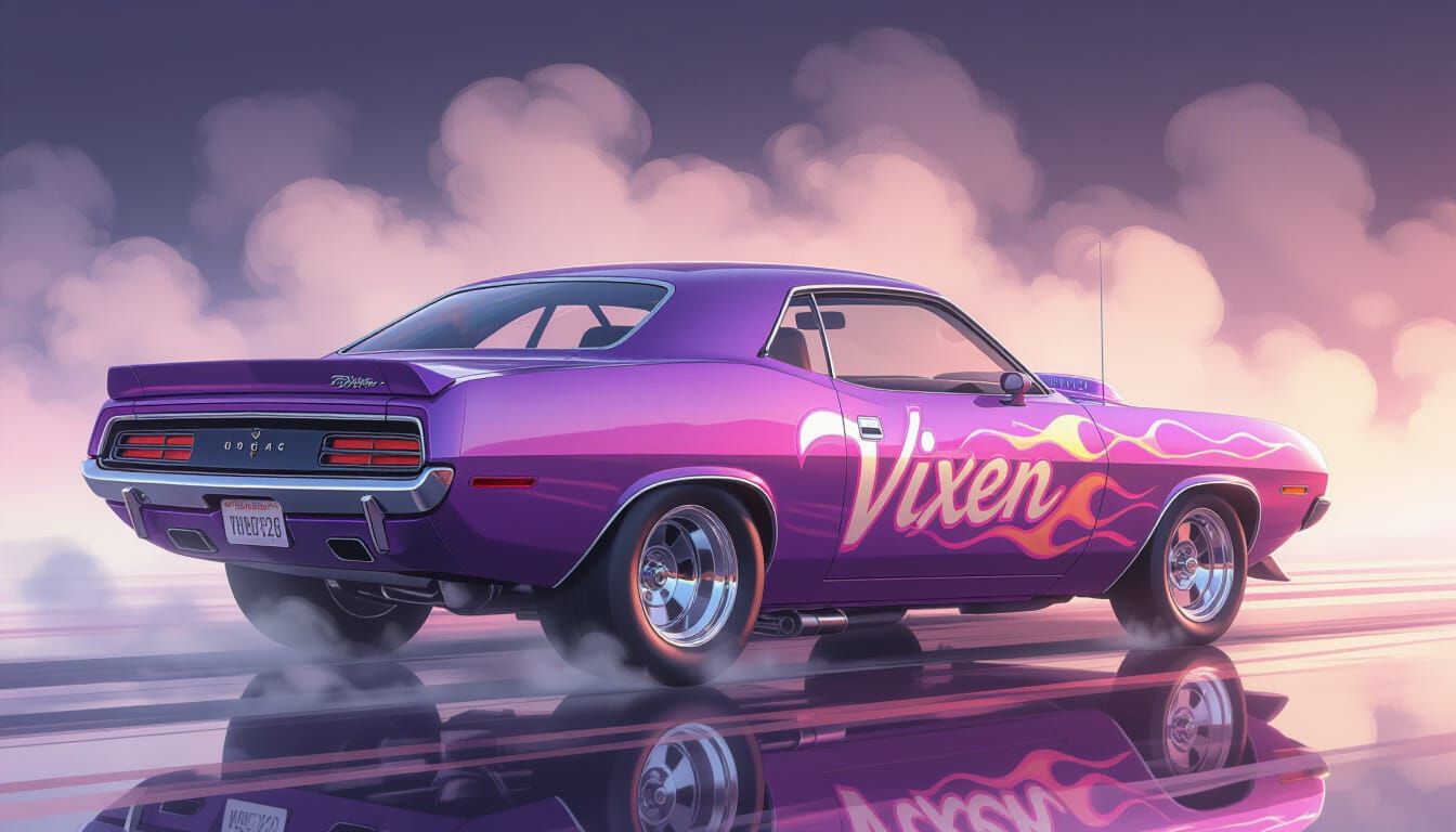 Candy Purple 1970 Plymouth Cuda Funny Car in Ethereal Mist