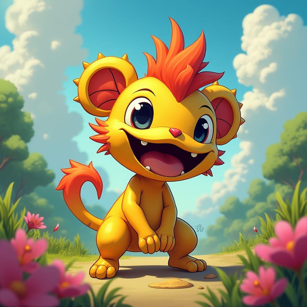 Dynamic Fakemon Character in Cartoon Style