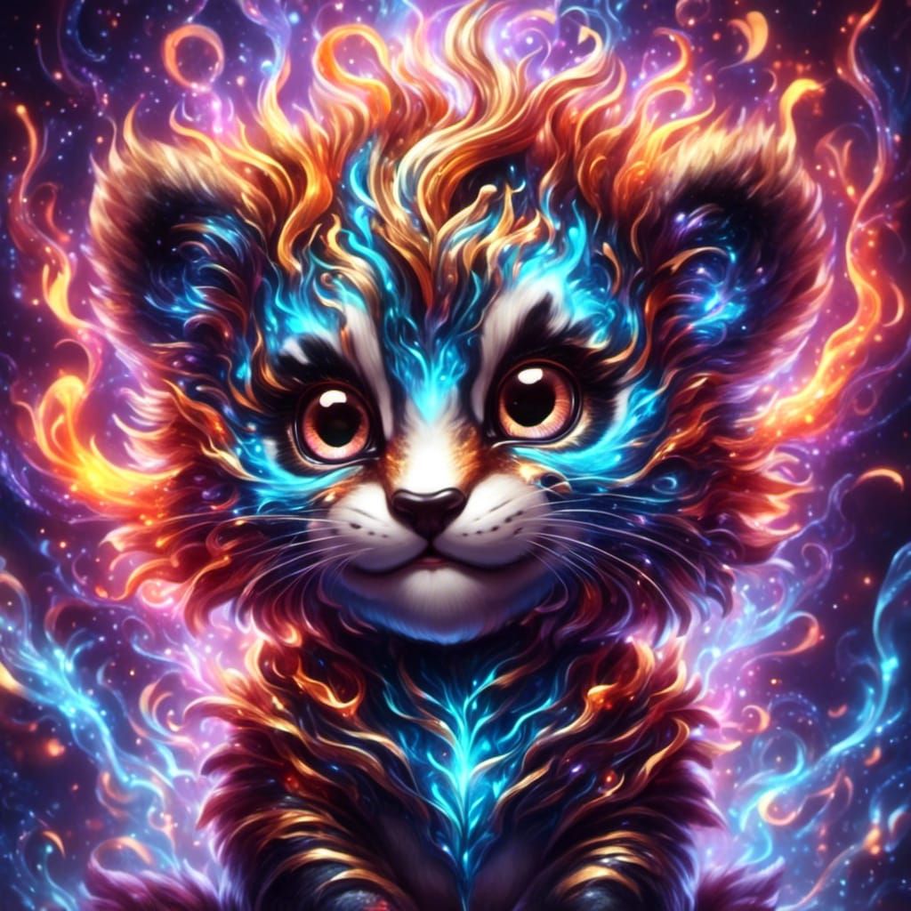 Fierce Tiger Panda Cub with Electric Eyes