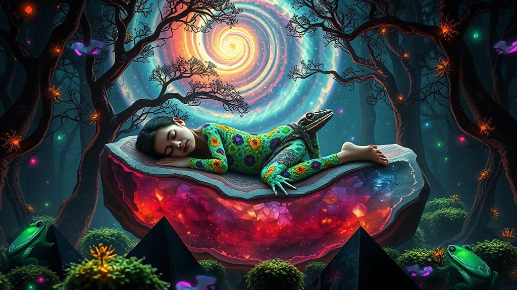 Dreamlike Bioluminescent Forest: A Surreal Scene