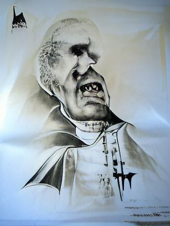 Pope John Paul I Vampire Portrait in Ink