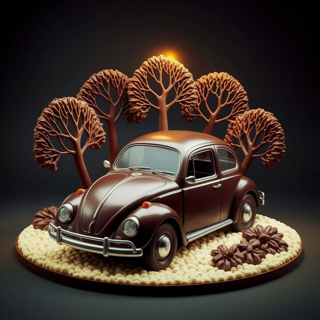Chocolate Volkswagen Beetle in a Chocolate Forest