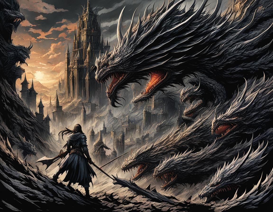 Witch of Izalith Attacks Dragons in Manga Style