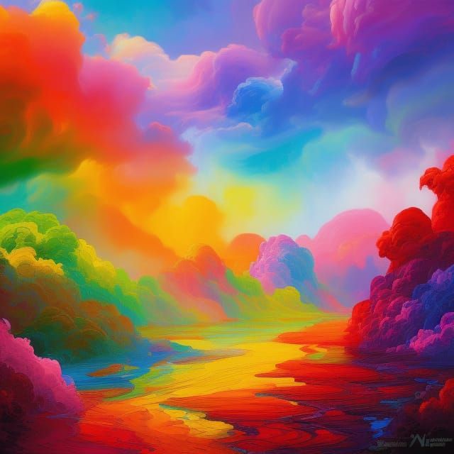 Colorful Kawaii Candyland Rainbow in Anime Style