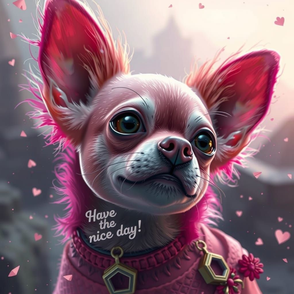 Beautiful Pink Chihuahua with 'Have a Nice Day!'