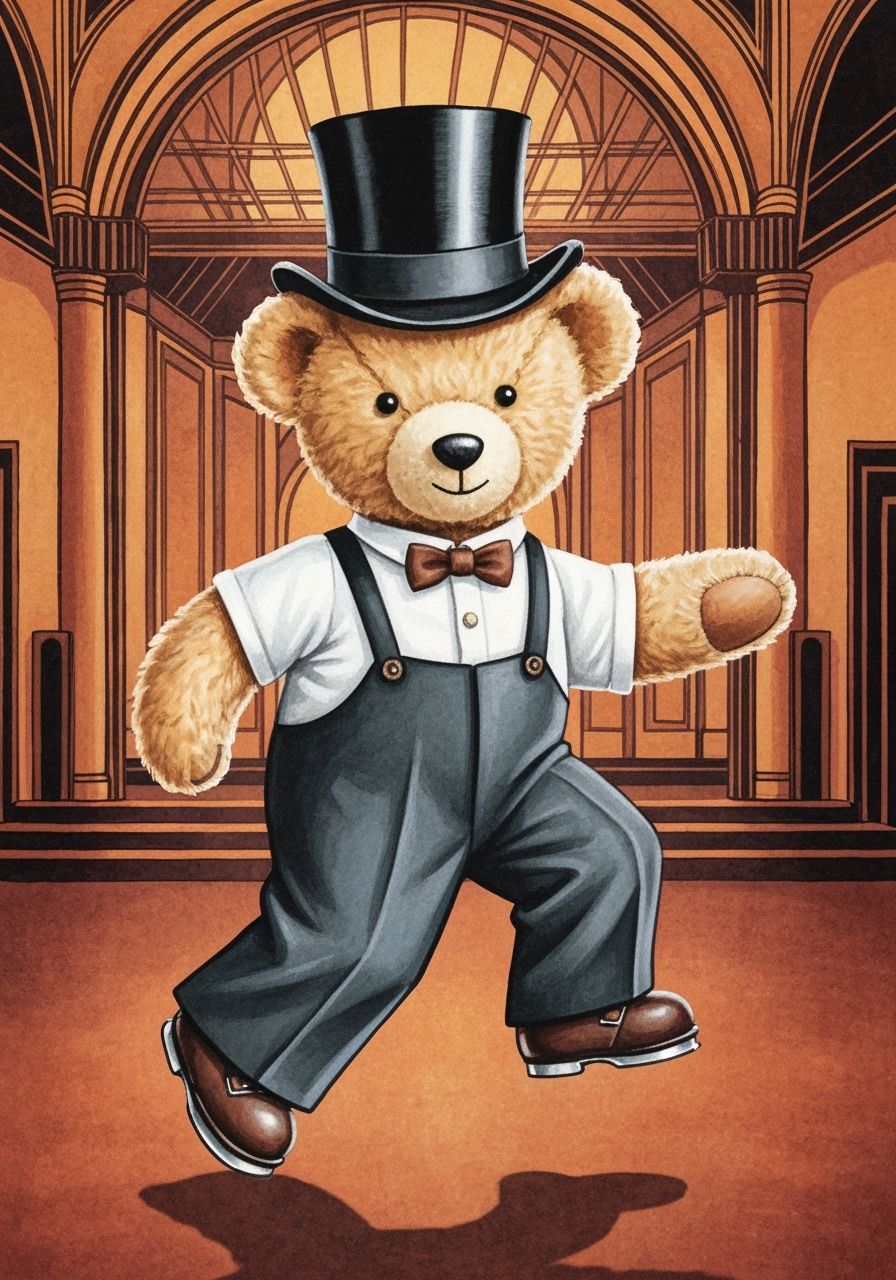 Teddy Bear Tap Dancing in Art Deco Ballroom