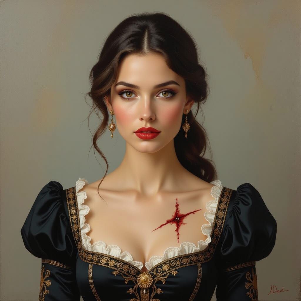 Surreal Woman with Scars, Oil on Canvas