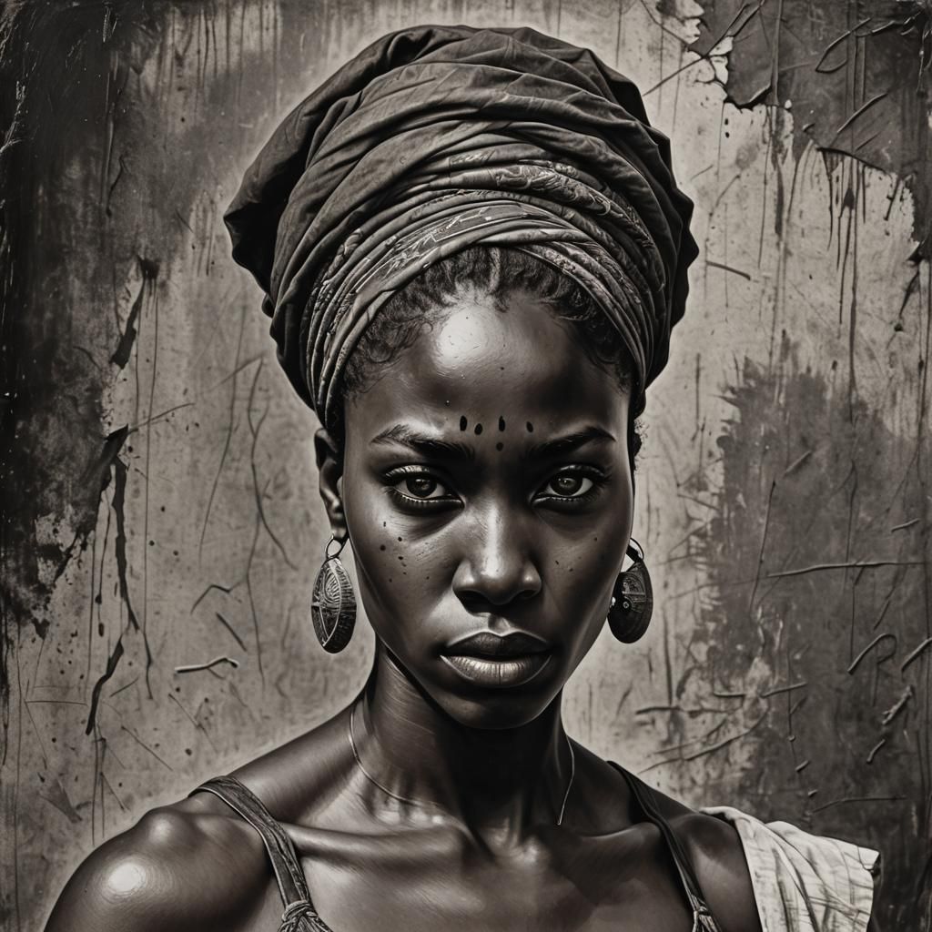 Monochrome Portrait of a Muscular Woman