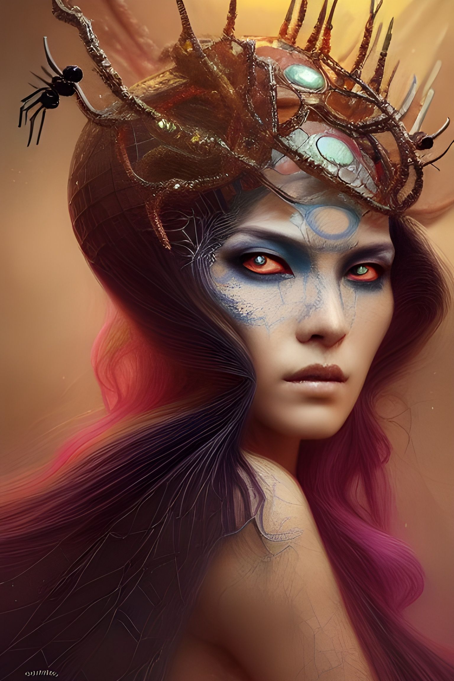 Intricate Spider Queen Portrait in Celestial Fantasy Art