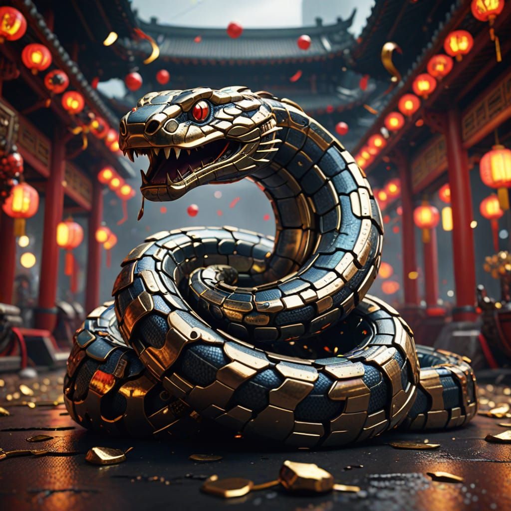 Epic Chinese New Year Celebration in Futuristic Cityscape