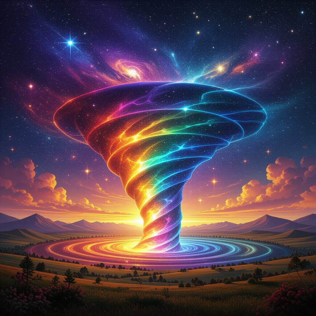 Holographic Music Tornado Astral Illustration