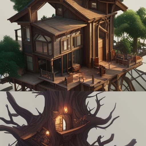 Detailed Treehouse Portrait in Artstation Style