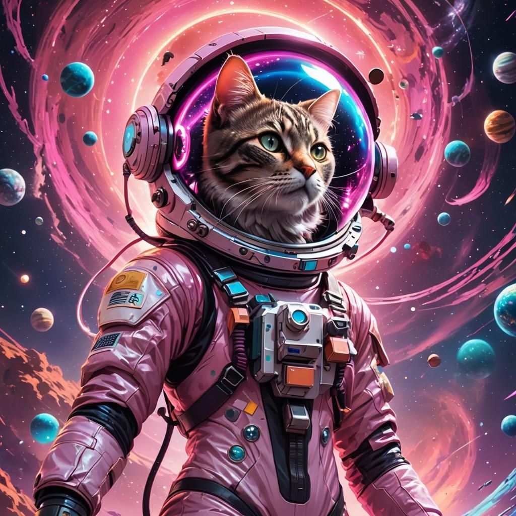 Cat Girl in Spacesuit: Cosmic Anime Concept Art