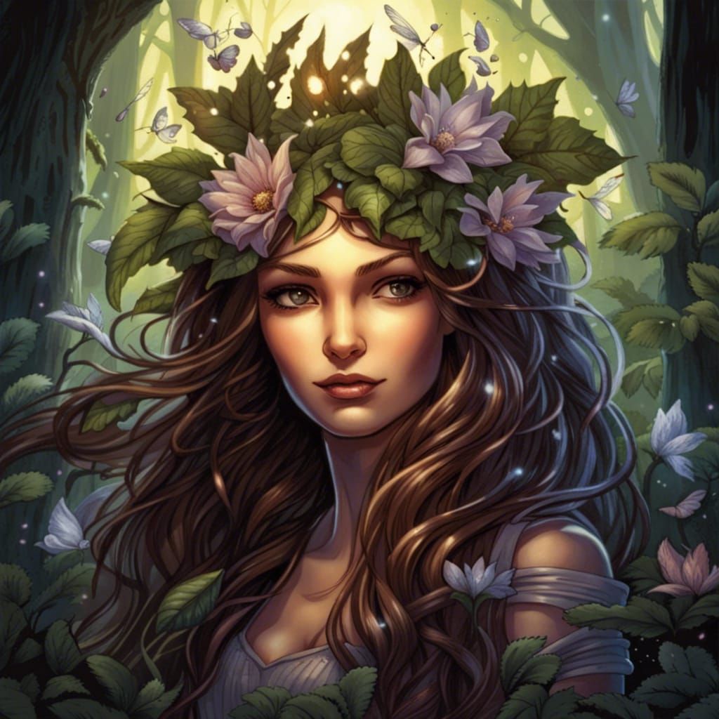Elegant Fairy Girl in Enchanted Woodland