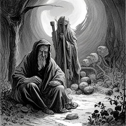 Baba Yaga in Dark Horror Style