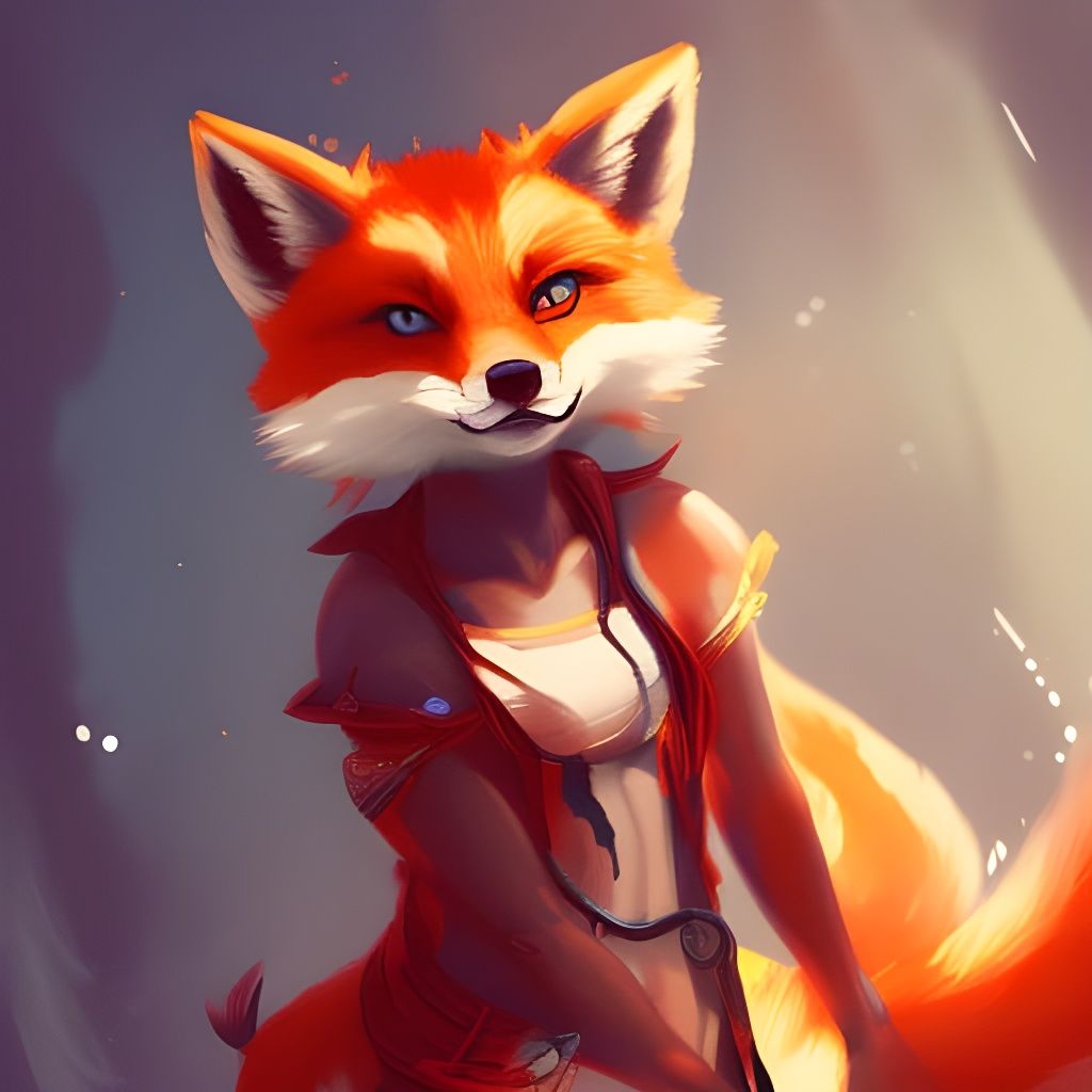 Chibi Fox Girl Kitsune Portrait: Digital Art