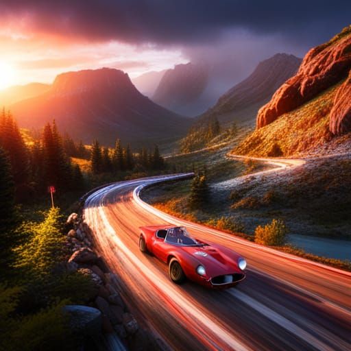 Vintage Racing Cars on Mountain Track