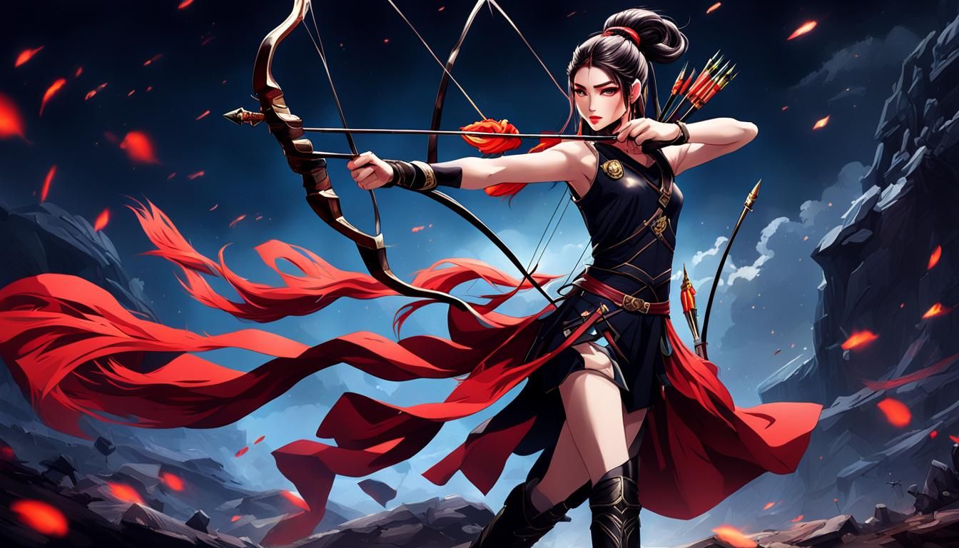 Artemis Arrow-Shooting: Hyperdetailed Digital Portrait