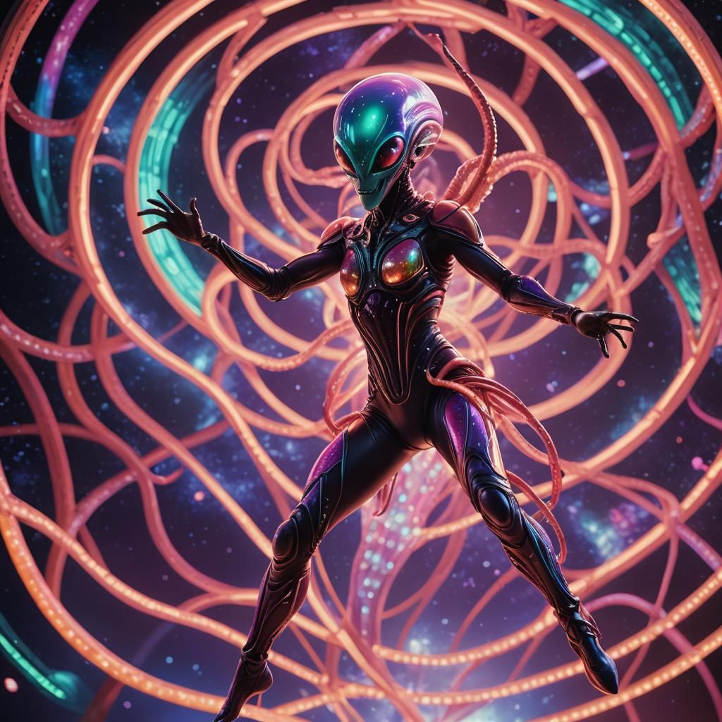 Alien Dancer's Surreal Space Circus Performance