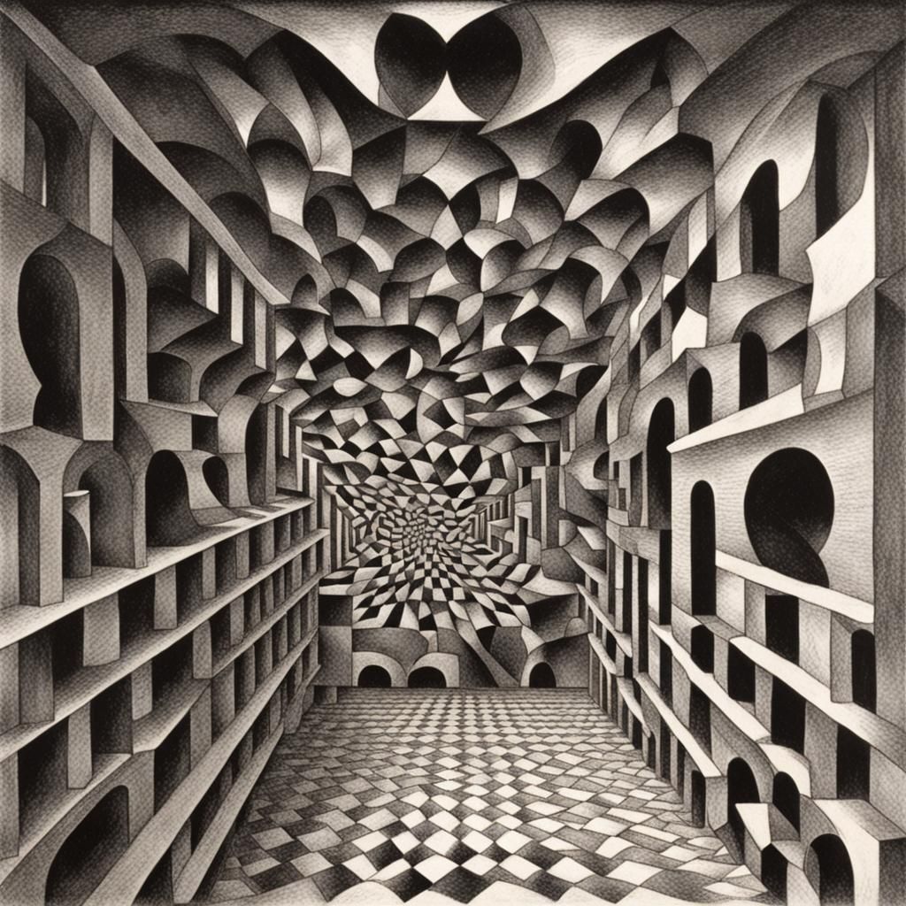 Escher-Inspired Optical Illusion Art