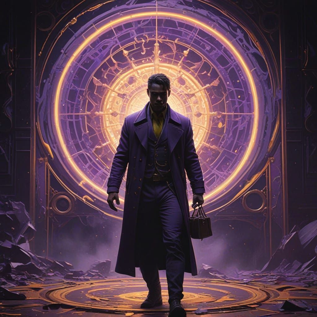 Ethereal Magnetic Field Swirls Around a Lonely Figure in Dar...