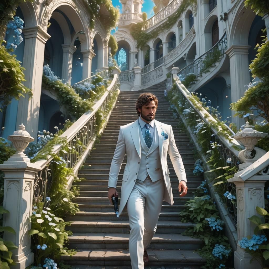 silver and blue brush stroke background, 3D, an arc made of ...